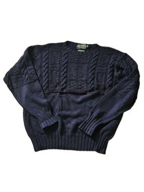 Ralph Lauren Vintage Polo Country Cable Hand Knit Fisherman Sweater Mens Large